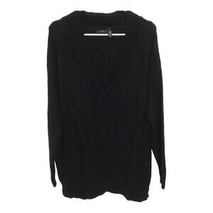 RDI Womens Medium Oversized Sweater Black V-Neck Long Sleeve Knit NWOT